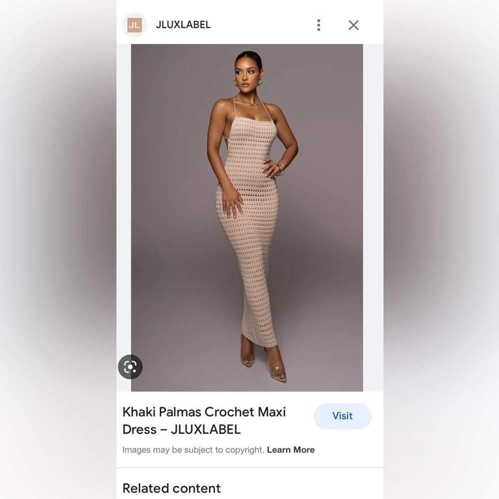 JLUXLABEL Khaki Palmas Crocheted Dress